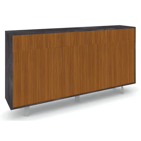 Mobile Soggiorno 164x41x92 cm 3 Ante 3 Cassetti Nero e Rovere