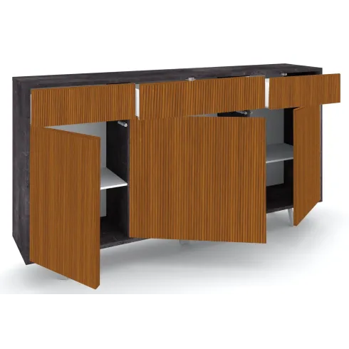 Mobile Soggiorno 164x41x92 cm 3 Ante 3 Cassetti Nero e Rovere