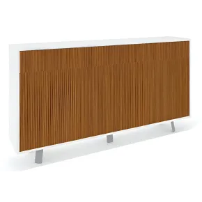 Credenza Moderna 164x41x92 cm 3 Ante 3 Cassetti Bianca e Rovere