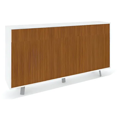 Credenza Moderna 164x41x92 cm 3 Ante 3 Cassetti Bianca e Rovere