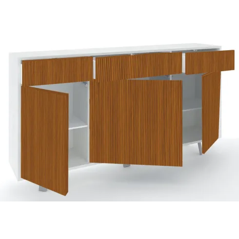 Credenza Moderna 164x41x92 cm 3 Ante 3 Cassetti Bianca e Rovere