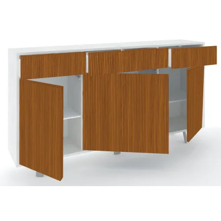 Credenza Moderna 164x41x92 cm 3 Ante 3 Cassetti Bianca e Rovere