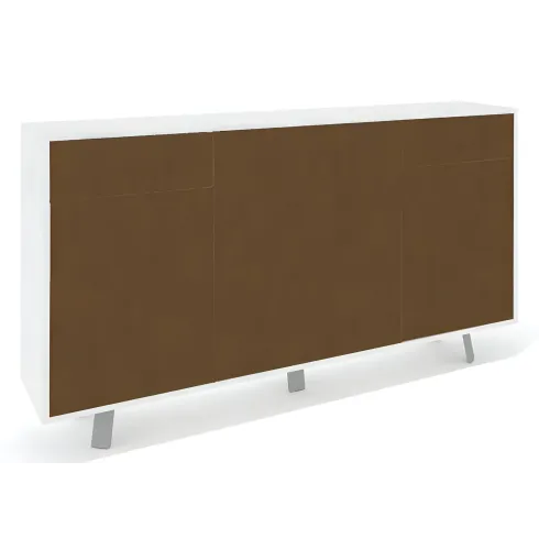 Credenza Moderna 164x41x92 cm 3 Ante 3 Cassetti Bianca e Ruggine
