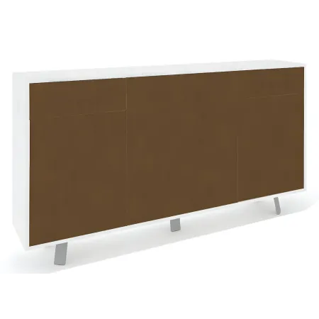 Credenza Moderna 164x41x92 cm 3 Ante 3 Cassetti Bianca e Ruggine