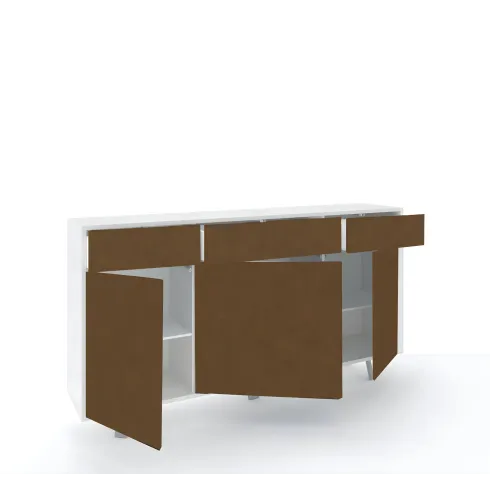 Credenza Moderna 164x41x92 cm 3 Ante 3 Cassetti Bianca e Ruggine