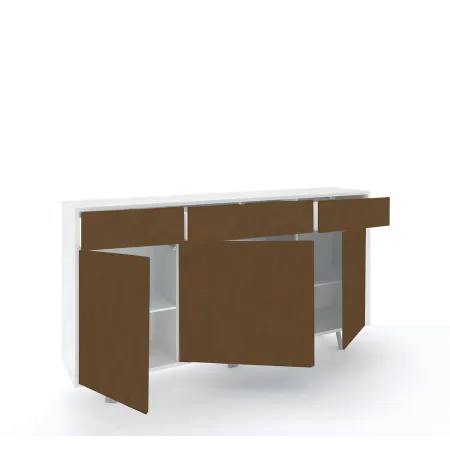 Credenza Moderna 164x41x92 cm 3 Ante 3 Cassetti Bianca e Ruggine