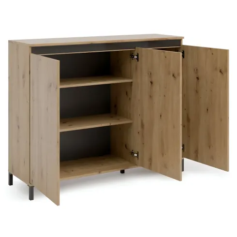 Credenza Soggiorno 3 Ante 138x110 cm Rovere Moderna