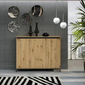 Credenza Soggiorno 3 Ante 138x110 cm Rovere Moderna 2