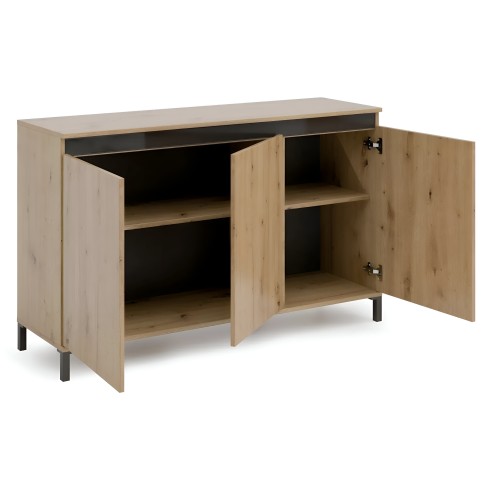 Credenza Soggiorno 3 Ante 138x84 cm Rovere Moderna