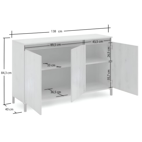 Credenza Soggiorno 3 Ante 138x84 cm Rovere Moderna