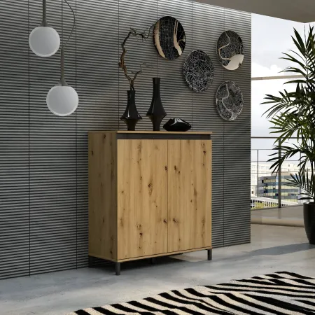 Credenza Soggiorno 2 Ante 100x110 cm Finitura in Rovere
