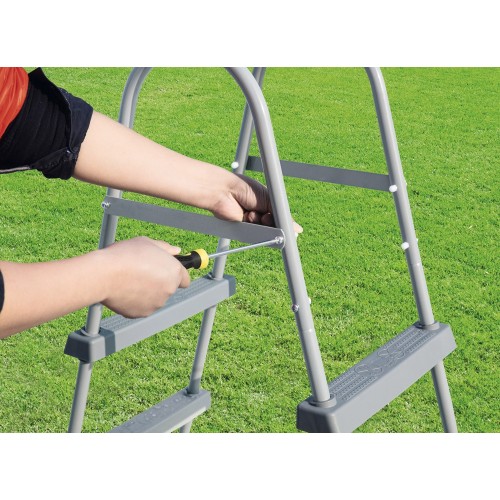Scaletta per Piscina Fuori Terra 2 Gradini Altezza 84 cm Antiruggine Acciaio