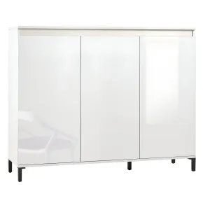 Mobile da Ingresso 138x110 cm Bianco Moderno 3 Ante 4 Ripiani