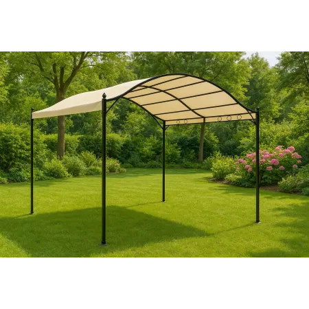 Gazebo da Giardino 3x4 m Ecrù Struttura in Acciaio Rettangolare