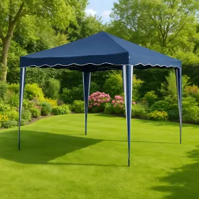 Gazebo da Giardino Pieghevole 3x3 m Blu Struttura in Acciaio 2