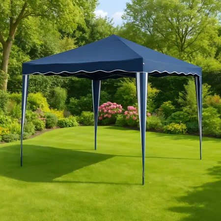 Gazebo da Giardino Pieghevole 3x3 m Blu Struttura in Acciaio