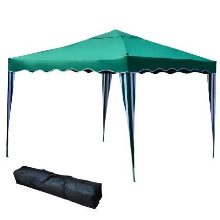 Gazebo da Giardino Pieghevole 3x3 m Verde Struttura in Acciaio