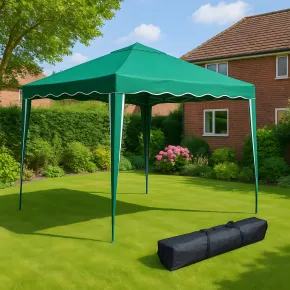 Gazebo da Giardino Pieghevole 3x3 m Verde Struttura in Acciaio 2