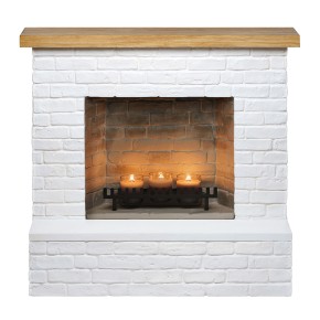 Camino Effetto Mattone a Candele TAGU ZenFlame Rolf Bianco 2