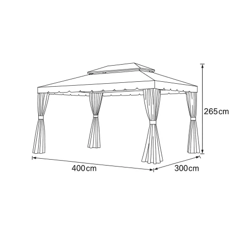 Gazebo da Giardino 3x3 Alluminio Avorio con Tende e Zanzariere