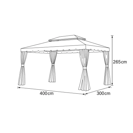 Gazebo da Giardino 3x3 Alluminio Avorio con Tende e Zanzariere