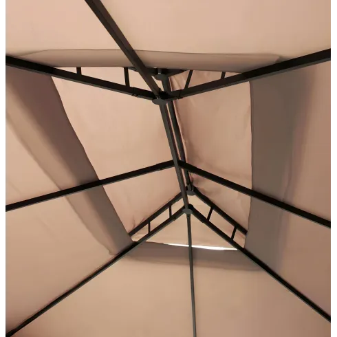 Gazebo da Giardino 3x3 Alluminio Avorio con Tende e Zanzariere