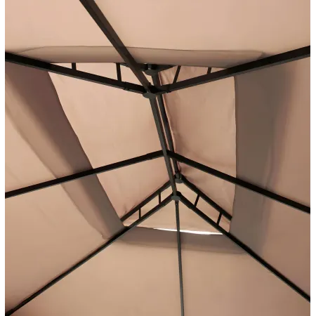 Gazebo da Giardino 3x3 Alluminio Avorio con Tende e Zanzariere