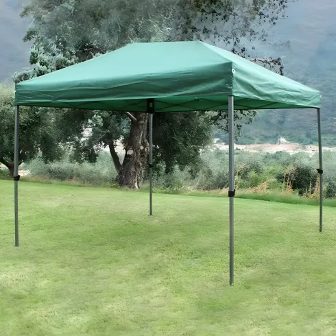 Gazebo da Giardino Pieghevole 3x4,5 Verde in Acciaio Resistente