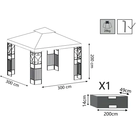 Gazebo da Giardino 3x3 Avorio e Antracite Resistente Elegante