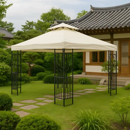 Gazebo da Giardino 3x3 Avorio e Antracite Resistente Elegante