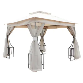 Gazebo da Giardino 3x3 m Struttura Acciaio Telo Ecrù Antivento