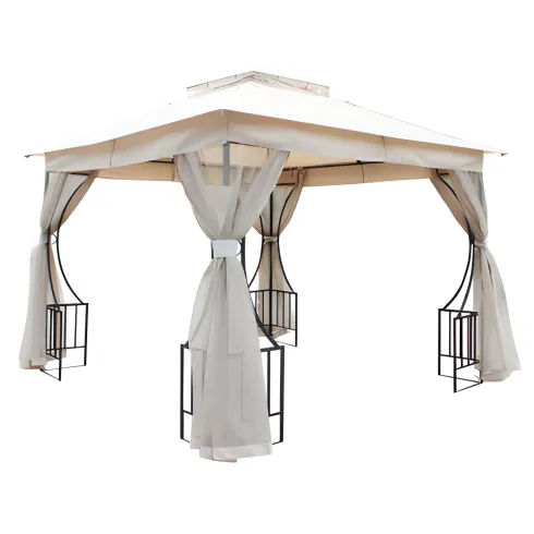 Gazebo da Giardino 3x3 m Struttura Acciaio Telo Ecrù Antivento