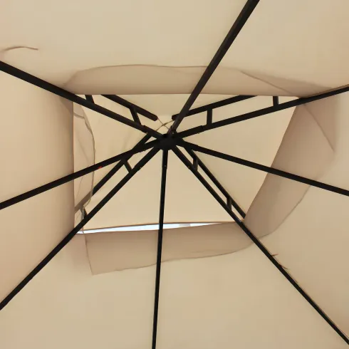 Gazebo da Giardino 3x3 m Struttura Acciaio Telo Ecrù Antivento
