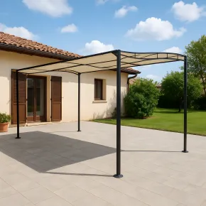 Gazebo Pergola 3x2,5 m Struttura Acciaio Telo Ecrù 2