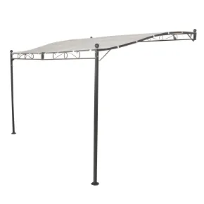 Gazebo Pergola Addossato 3,5x2,5 m Metallo Antracite Telo Ecrù