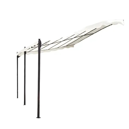 Gazebo Pergola Addossato 3x4 m Metallo Antracite Telo Ecrù