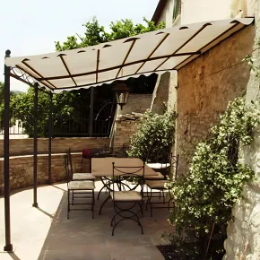 Gazebo Pergola Addossato 3x4 m Metallo Antracite Telo Ecrù 2