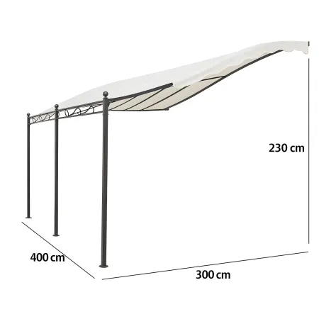Gazebo Pergola Addossato 3x4 m Metallo Antracite Telo Ecrù