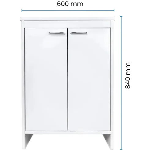 Mobile Bagno 60x50x85 cm PVC 2 Ante Bianco Lavanderia