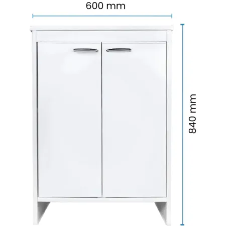 Mobile Bagno 60x50x85 cm PVC 2 Ante Bianco Lavanderia