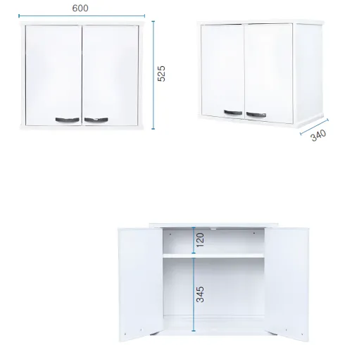 Pensile Lavanderia 60x34x52,5 cm PVC 1 Anta Bianco Bagno