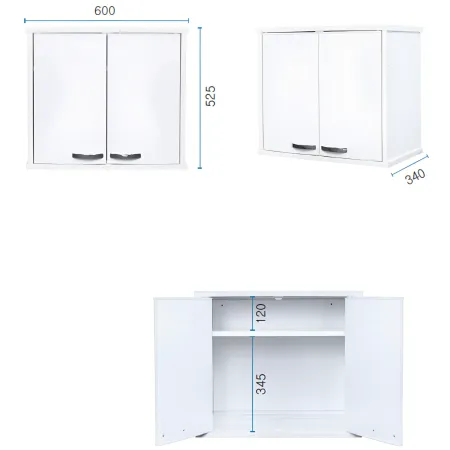 Pensile Lavanderia 60x34x52,5 cm PVC 1 Anta Bianco Bagno