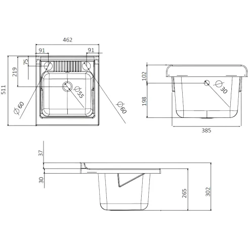 Lavatoio Bianco 1 Anta 45x50x85 cm Vasca PP e Asse in Resina