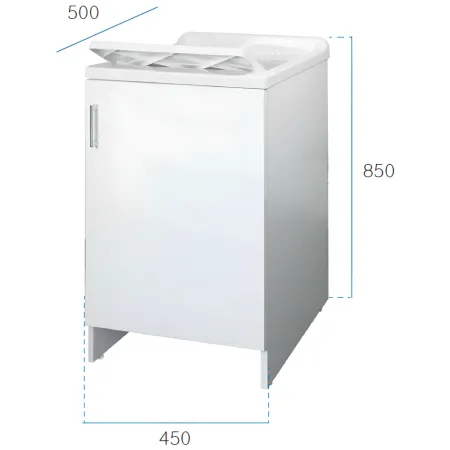 Lavatoio Bianco 1 Anta 45x50x85 cm Vasca PP e Asse in Resina