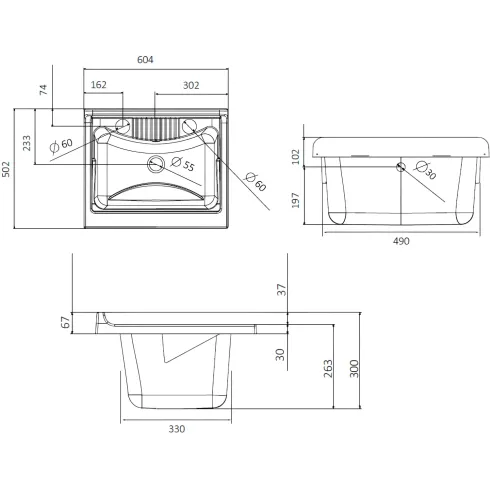 Lavatoio Bianco 2 Ante 45x50x85 cm Vasca PP e Asse in Resina