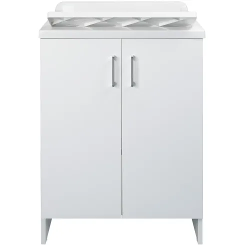 Lavatoio Bianco 2 Ante 45x50x85 cm Vasca PP e Asse in Resina