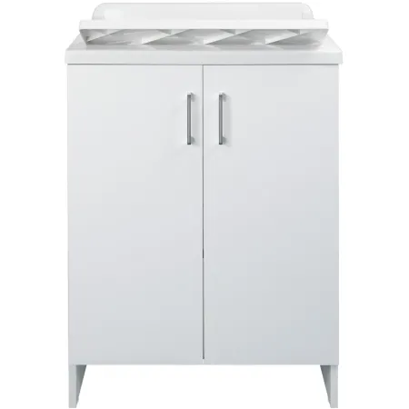 Lavatoio Bianco 2 Ante 45x50x85 cm Vasca PP e Asse in Resina