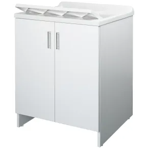 Lavatoio Bianco 2 Ante 45x50x85 cm Vasca PP e Asse in Resina 2
