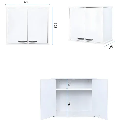 Mobile Lavatoio 60x50x85 cm con Pensile 60x34x52 cm 2 Ante