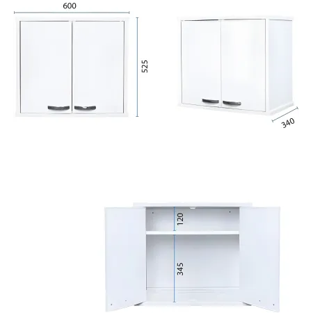 Mobile Lavatoio 60x50x85 cm con Pensile 60x34x52 cm 2 Ante